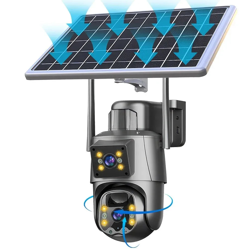 Dual Lens 8MP Full HD Solar Security Camera with 360° View and Night Vision