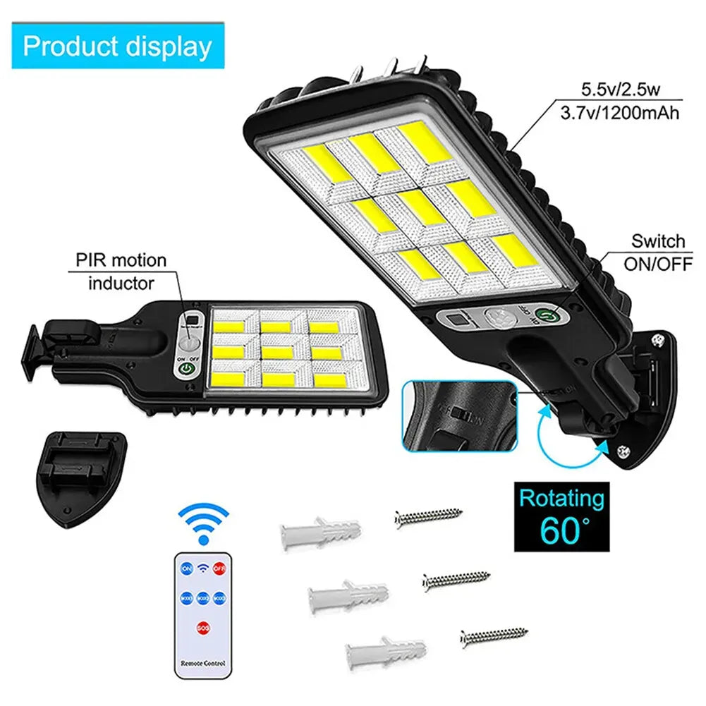 8-Pack 9000W Black Solar Security Lights with PIR Motion Sensor for Outdoor Use - Pack of 4