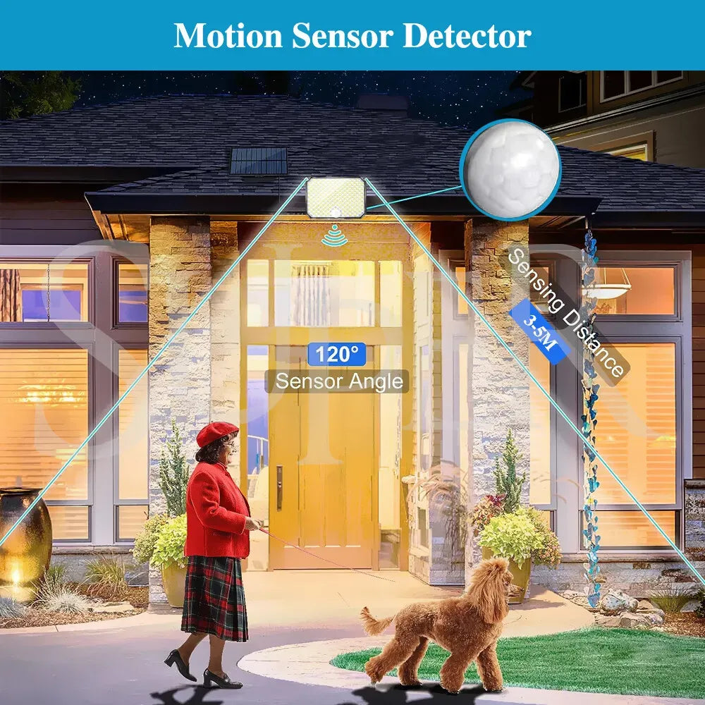 190 LED Black Solar Powered Motion Sensor Outdoor Security Flood Light