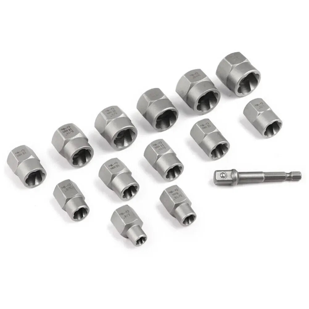 15-Piece Black Impact Damaged Bolt Nut Screw Remover Tool Kit