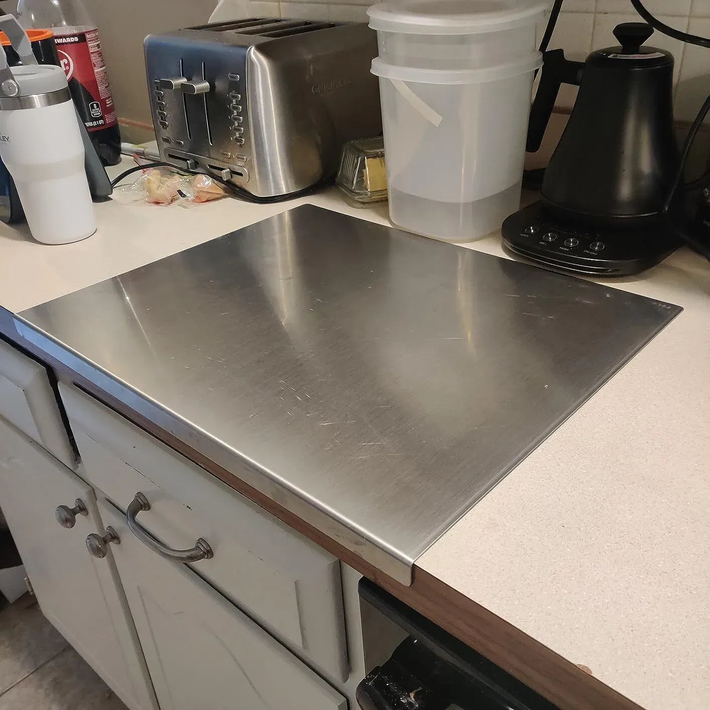 Silver Stainless Steel Chopping Board 50x40cm - Non-Slip Pastry Worktop Protector