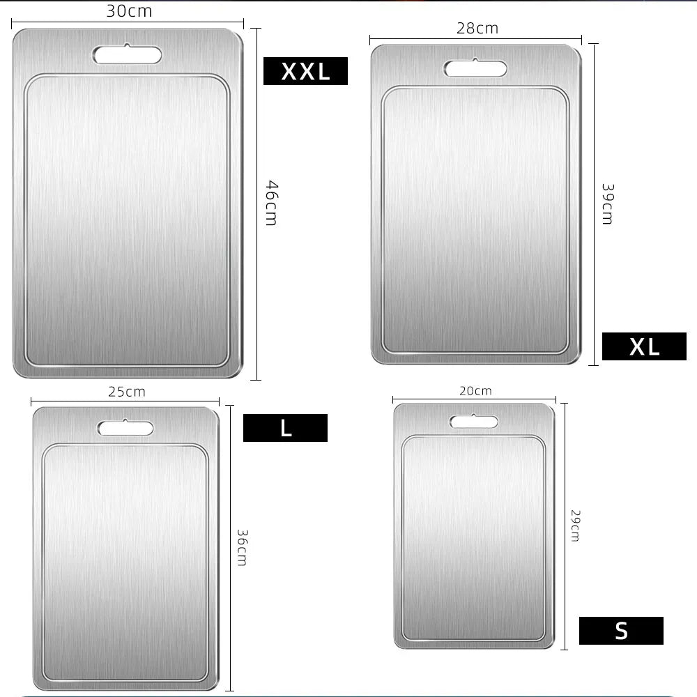 Double-Sided Titanium Cutting Board in Silver, 46x30cm, Durable and Heat Resistant