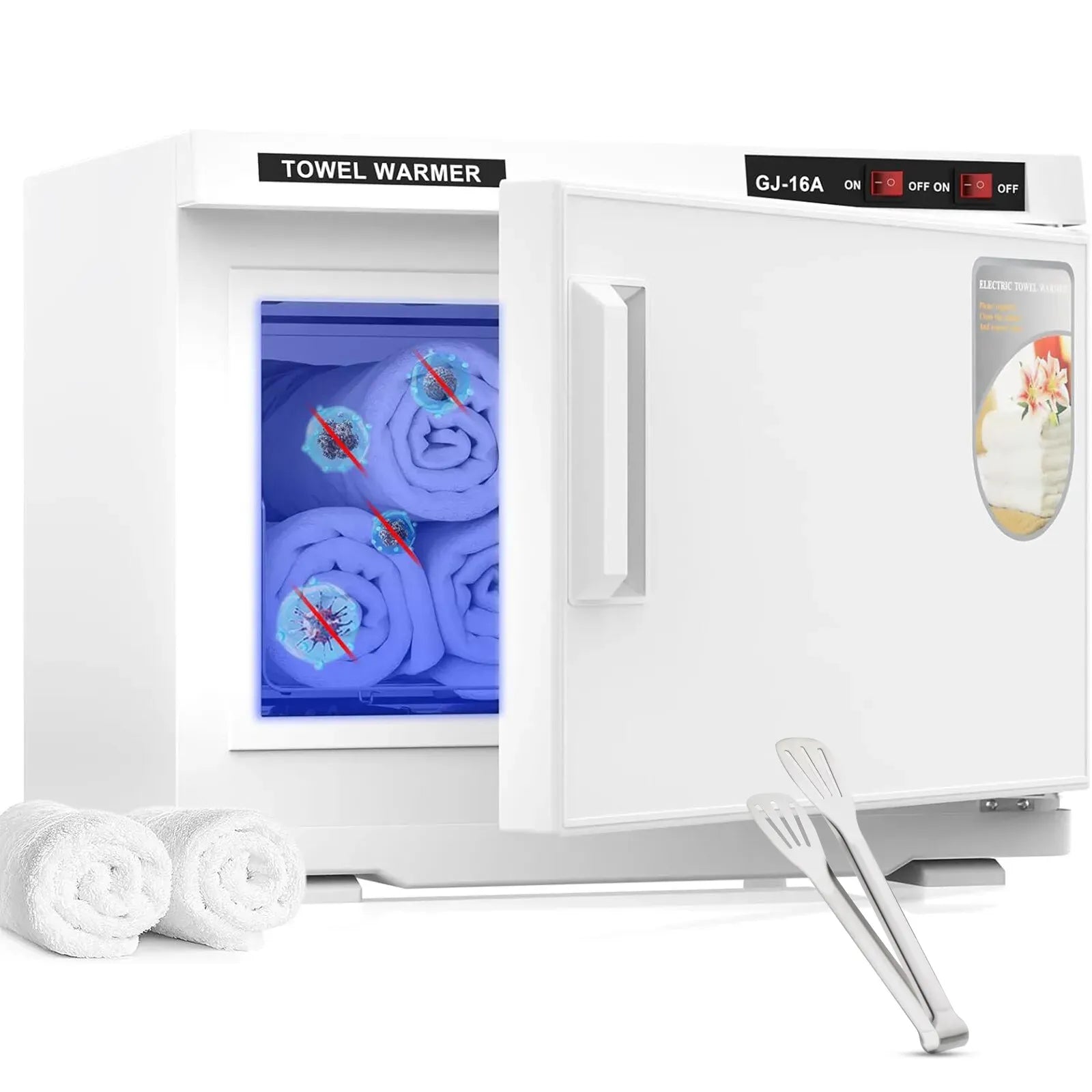 White 32L Black Hot Towel Warmer UV Sterilizer Cabinet for Salon and Home Use