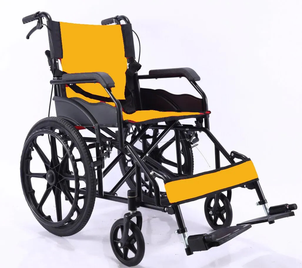 Black Wheelchair Lightweight 20" Black Self-Propelled Folding Wheelchair for Travel