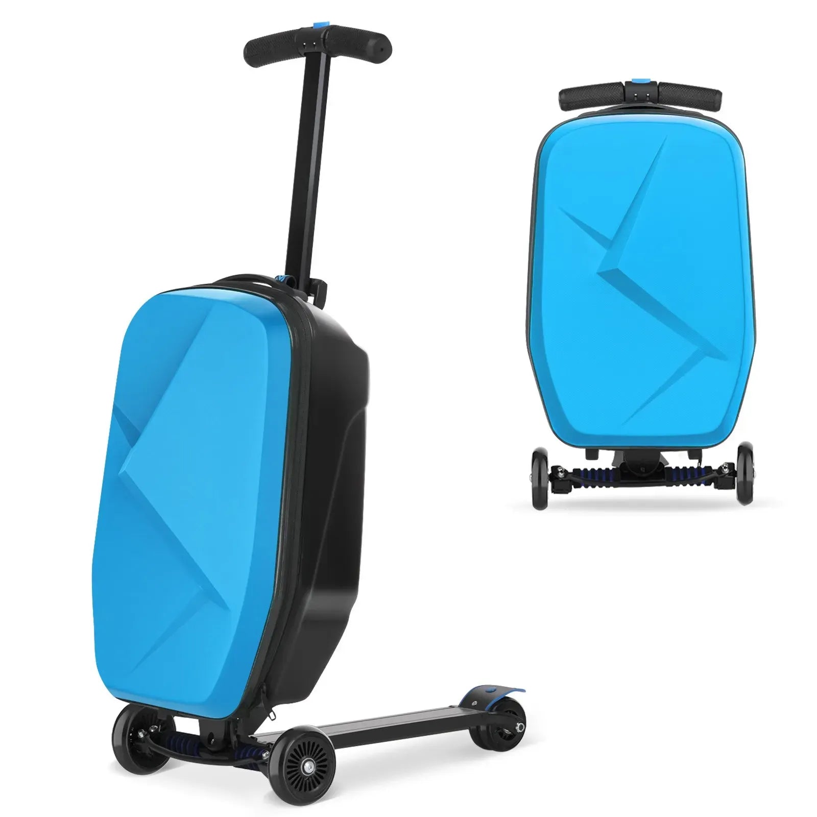 Kids 2-in-1 Foldable Scooter Suitcase Luggage with Wheels, Blue, 37L