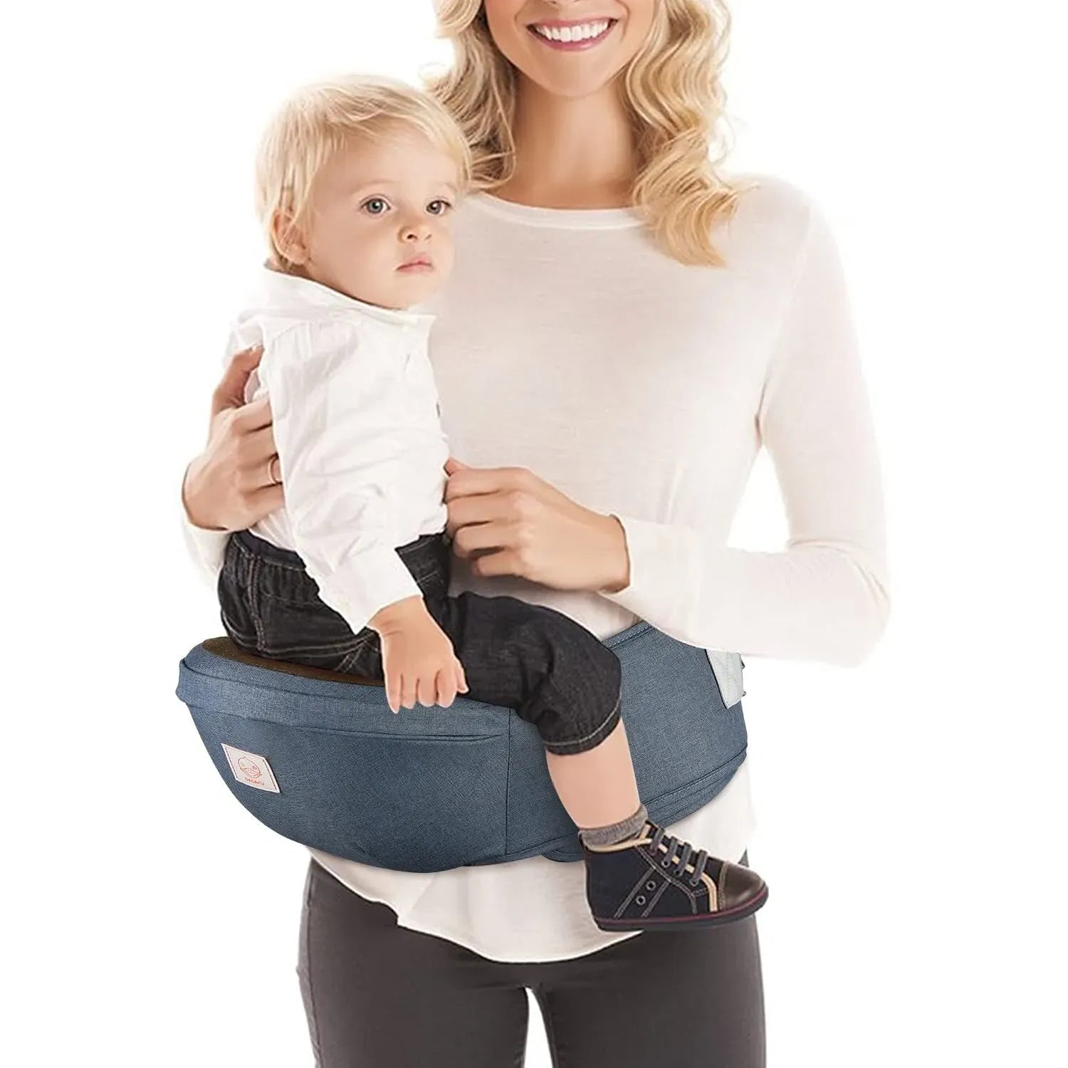 Adjustable Baby Carrier Waist Sling in Blue - Lightweight Hip Seat for 0-36 Months