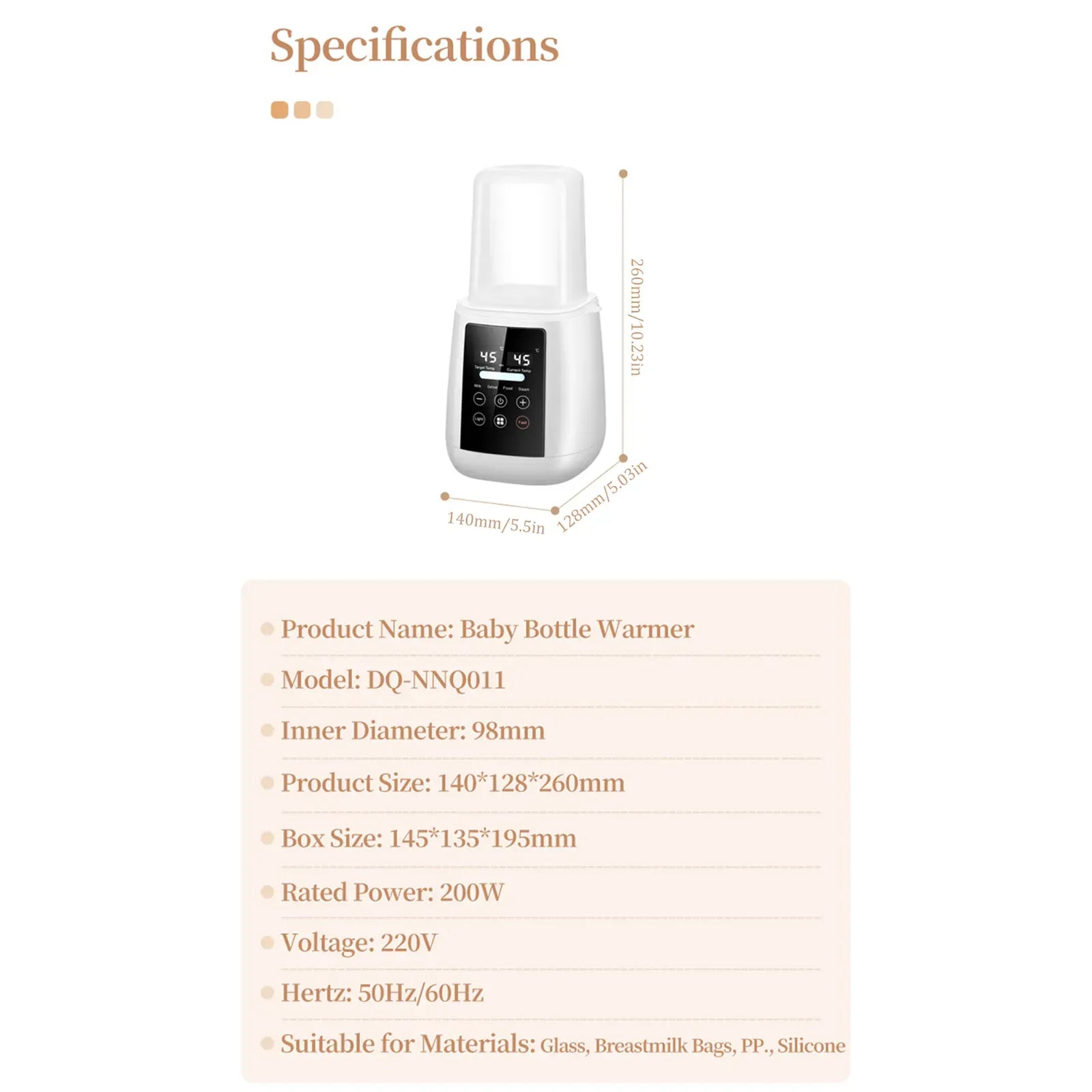 Baby Bottle Warmer Black with LCD Display, Timer, and Adjustable Temperature Control