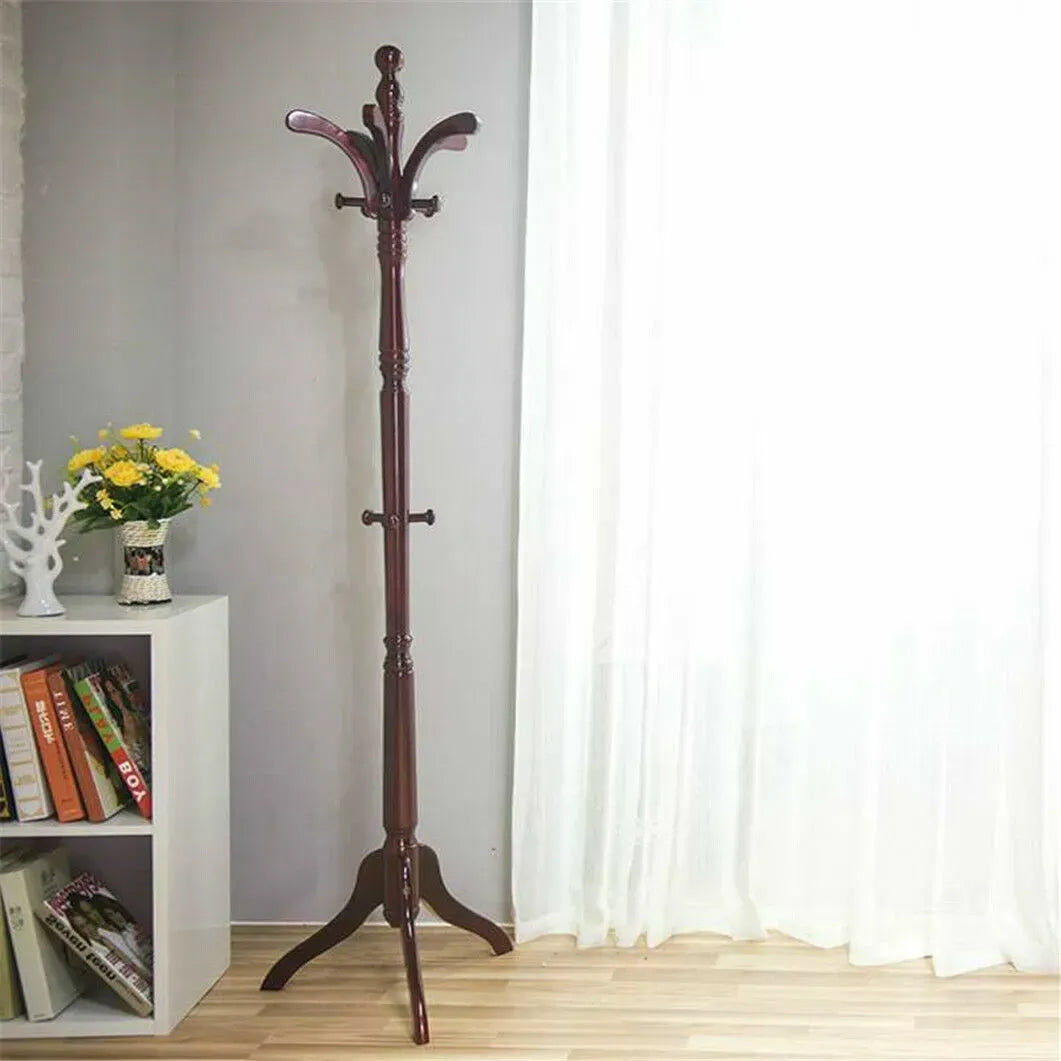 Vintage Redwood Wooden Coat Rack Stand 182.9cm with 13 Hooks for Hats, Clothes, and Handbags