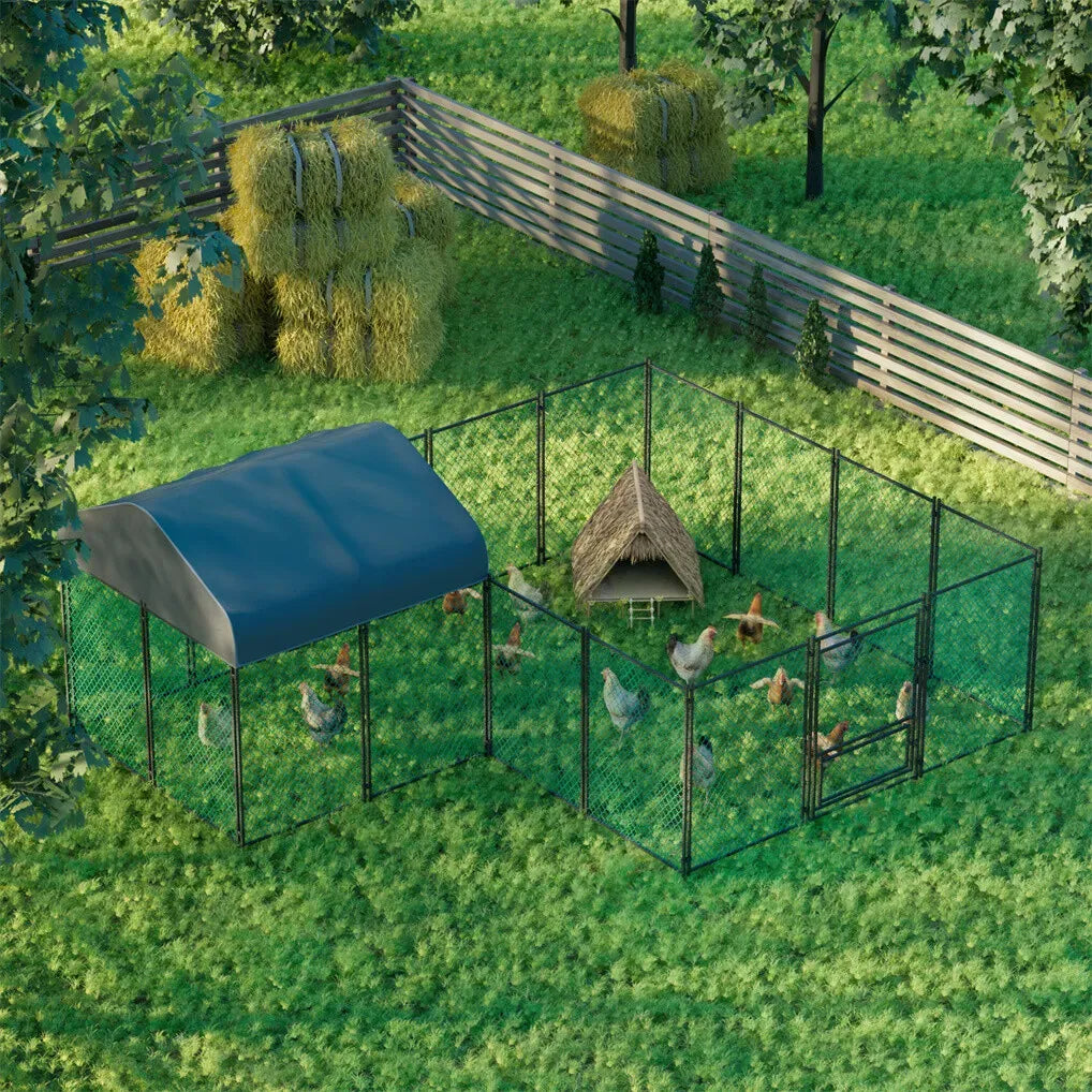 Extra Large Green Chicken Coop Cage 300x600cm with Waterproof Cover and Walk-In Design