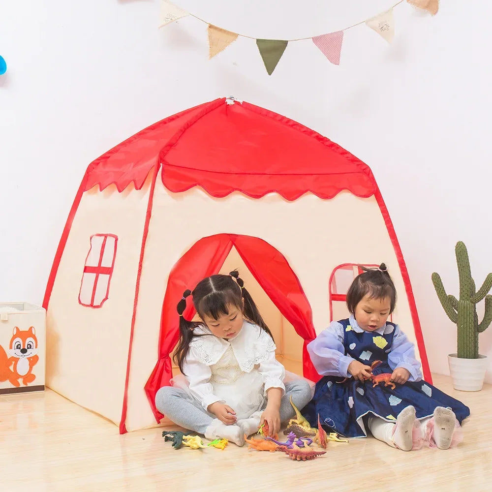 Outdoor Play Equipment: 130CM Baby Castle Tent Folding Kids Play House