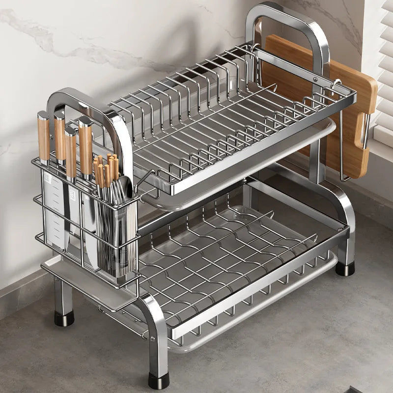 Disposable Cutlery: Compact Rust-Proof Dish Drying Rack Set