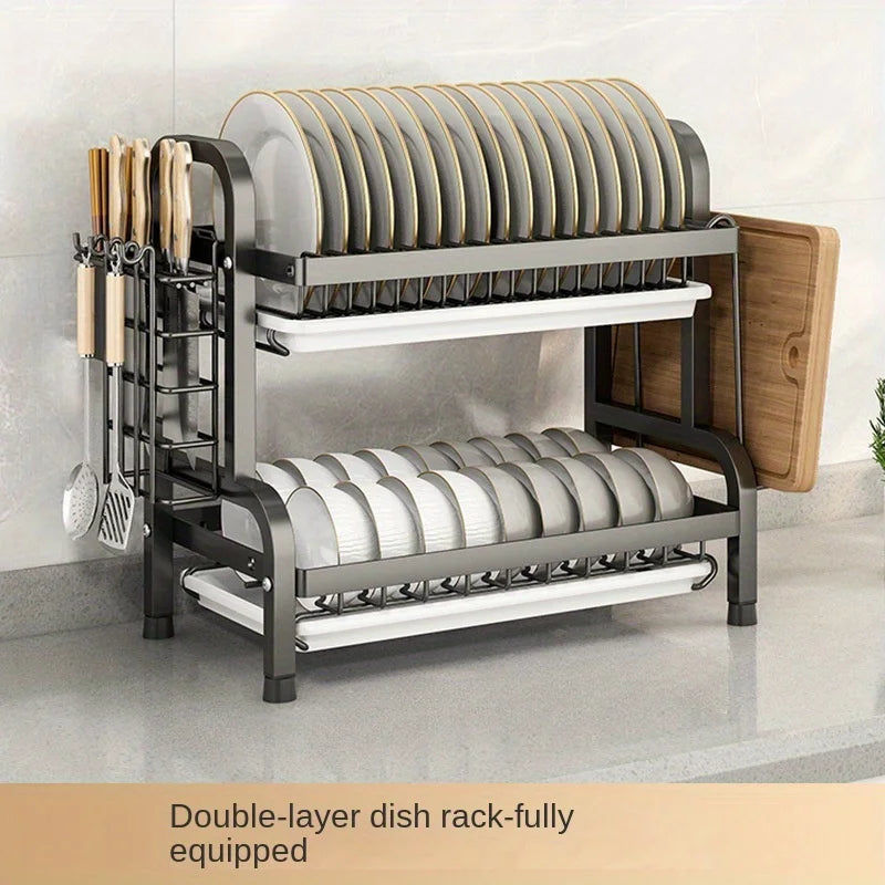 Disposable Cutlery: Compact Rust-Proof Dish Drying Rack Set