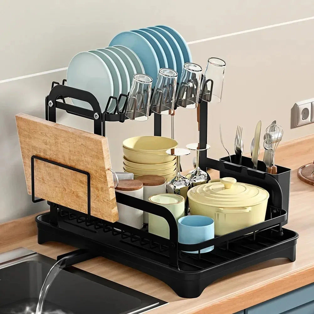 Kitchen & Bathroom DIY: 2 Tier Dish Drainer Rack with Drain Basket
