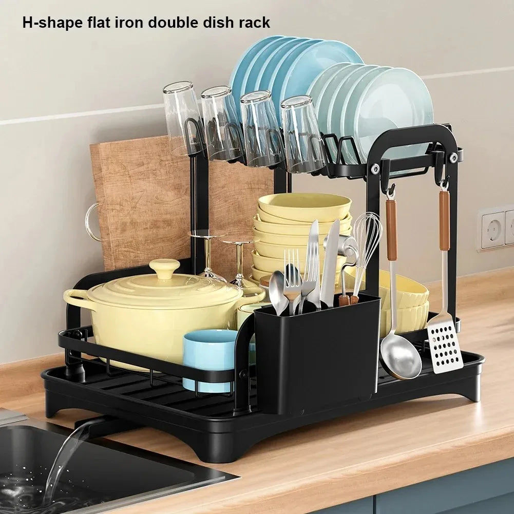 Kitchen & Bathroom DIY: 2 Tier Dish Drainer Rack with Drain Basket