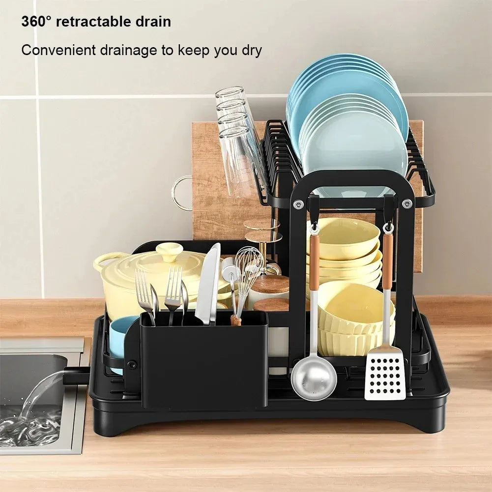 Kitchen & Bathroom DIY: 2 Tier Dish Drainer Rack with Drain Basket