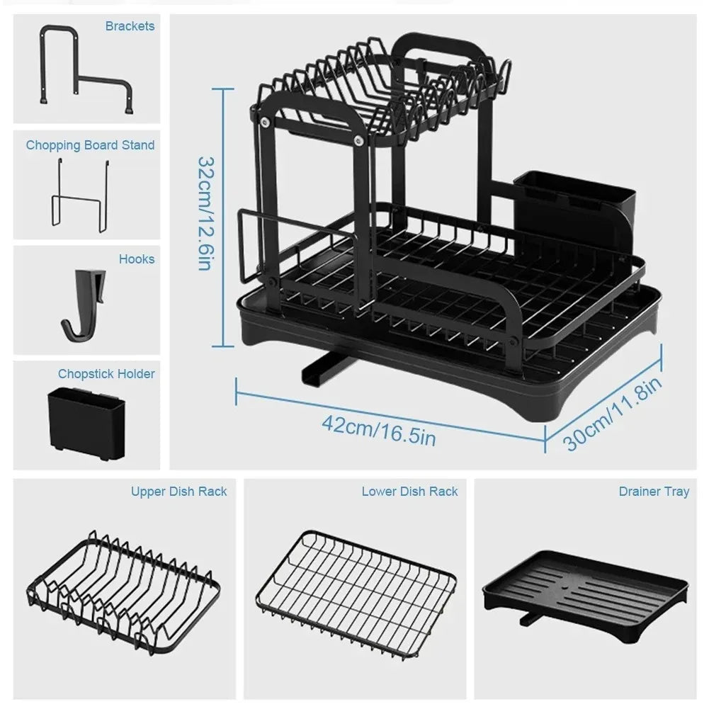Kitchen & Bathroom DIY: 2 Tier Dish Drainer Rack with Drain Basket