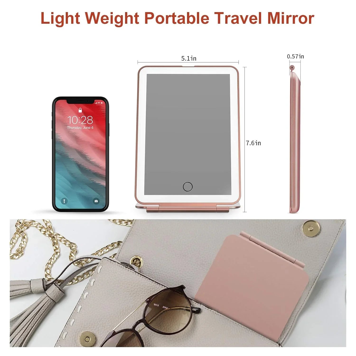 Mirrors: LED Travel Makeup Mirror 3 Light Modes USB