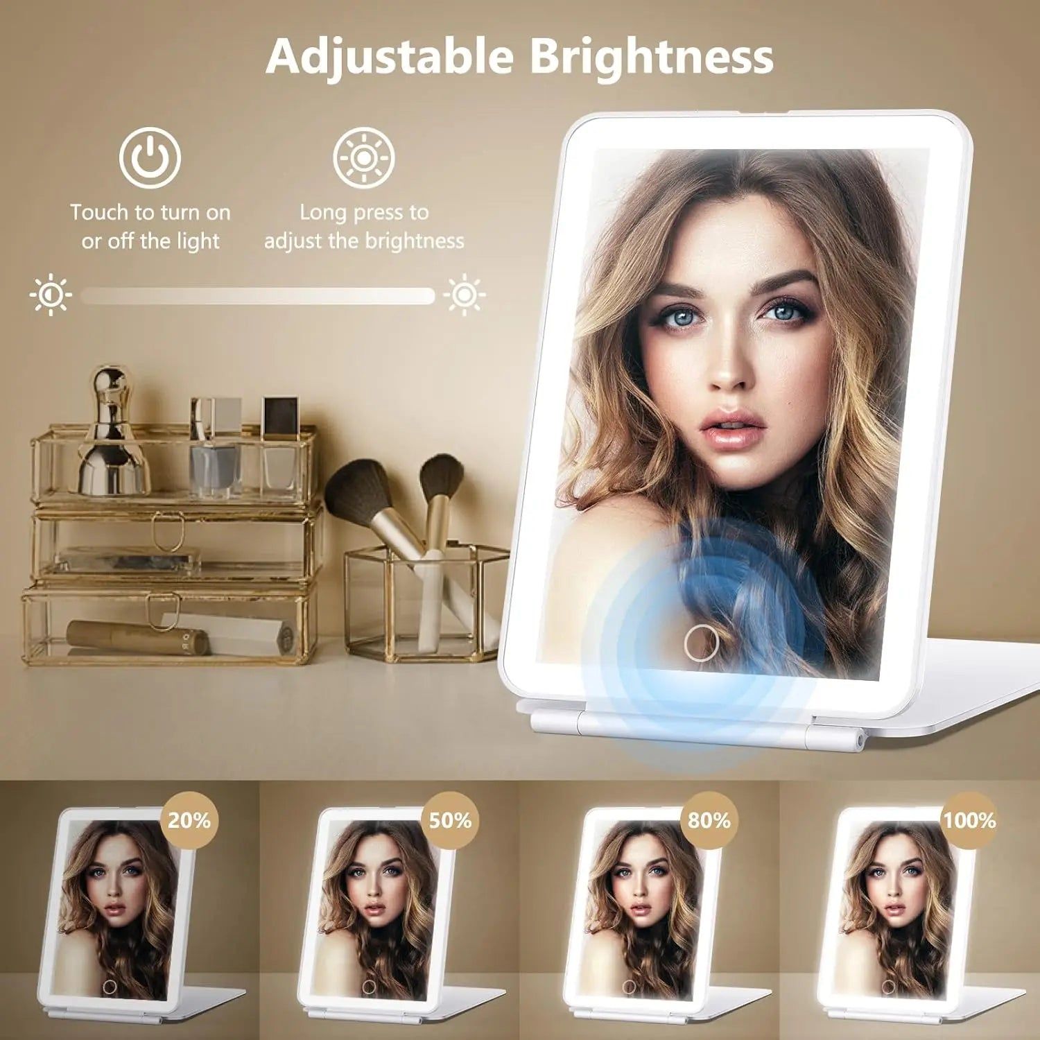 Mirrors: LED Travel Makeup Mirror 3 Light Modes USB