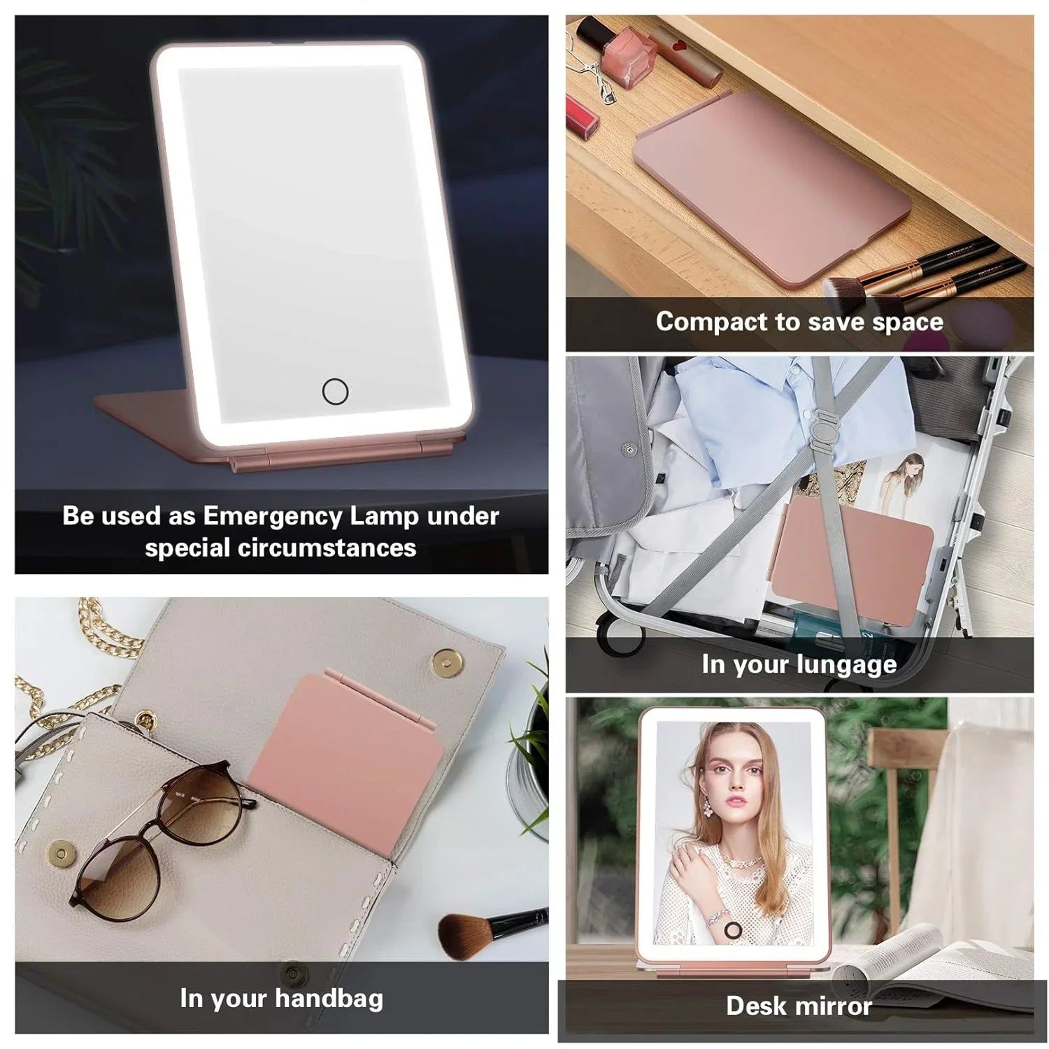 Mirrors: LED Travel Makeup Mirror 3 Light Modes USB