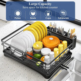 Buffets & Sideboards: Large Dish Drying Rack with Drainboard Black