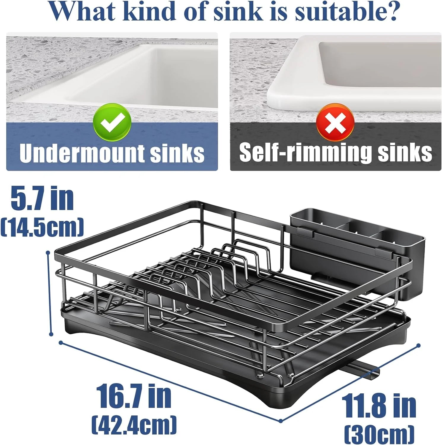Buffets & Sideboards: Large Dish Drying Rack with Drainboard Black