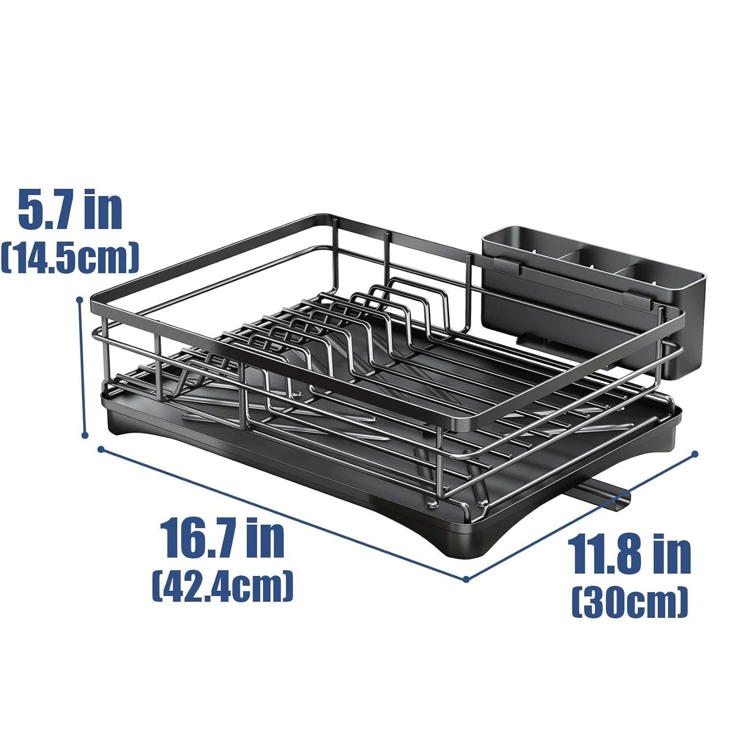 Buffets & Sideboards: Large Dish Drying Rack with Drainboard Black