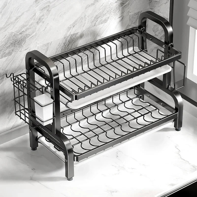 Kitchen & Bathroom DIY: Compact 2-Tier Dish Drying Rack with Drainboard