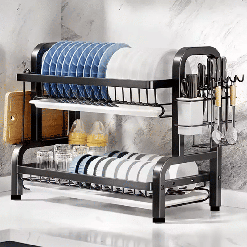 Kitchen & Bathroom DIY: Compact 2-Tier Dish Drying Rack with Drainboard