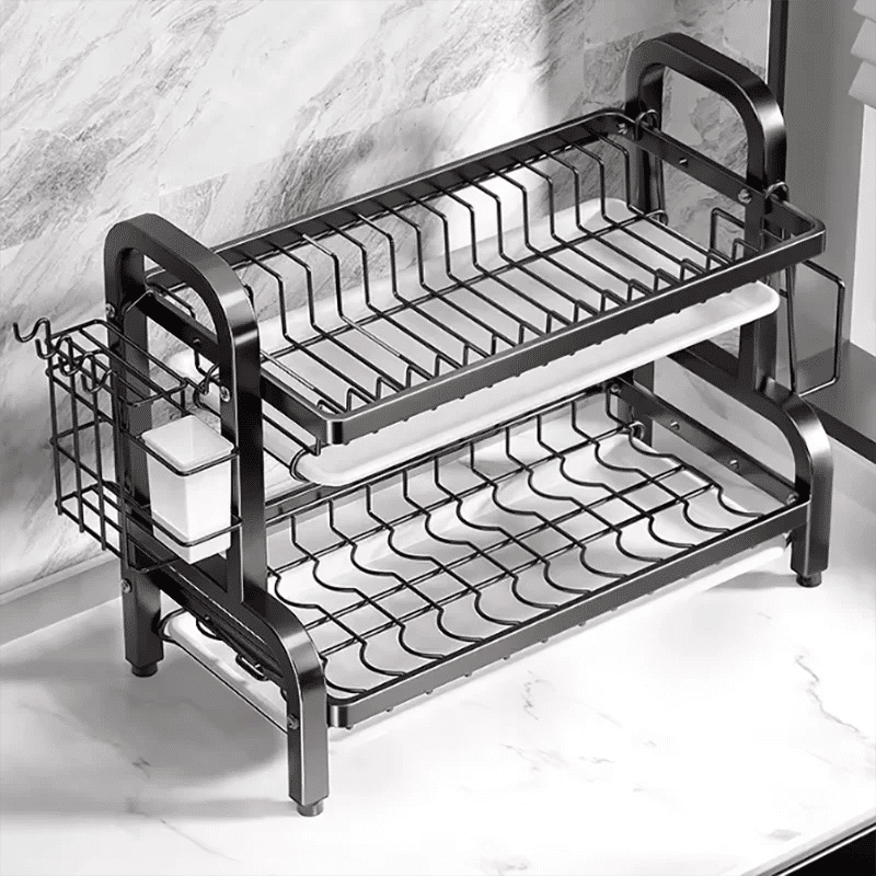 Kitchen & Bathroom DIY: Compact 2-Tier Dish Drying Rack with Drainboard