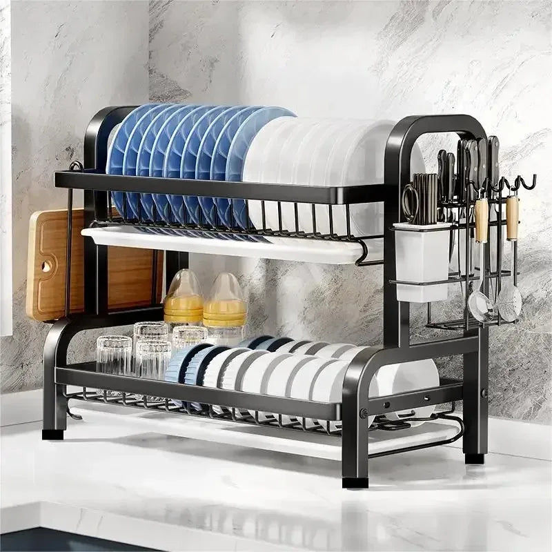 Kitchen & Bathroom DIY: Compact 2-Tier Dish Drying Rack with Drainboard