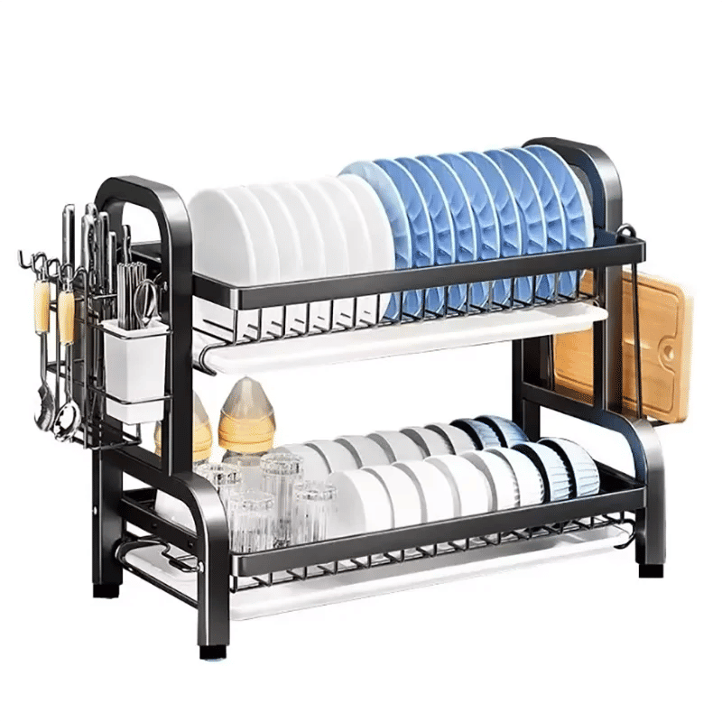 Kitchen & Bathroom DIY: Compact 2-Tier Dish Drying Rack with Drainboard