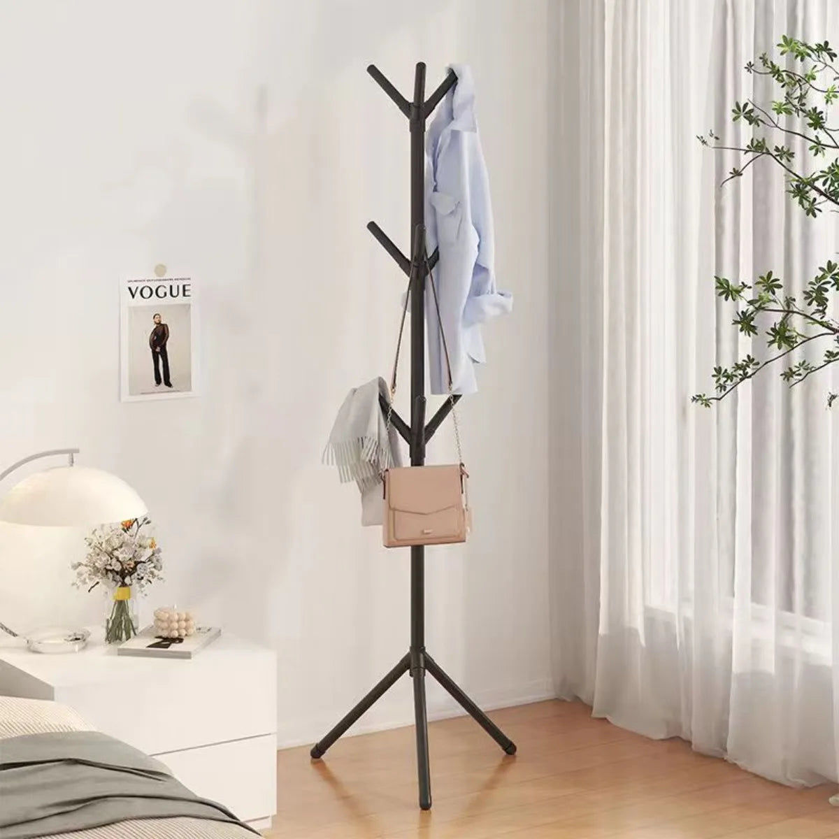 Clothing & Wardrobe Storage: Floor-to-Floor Clothes and Hats Rack Holder