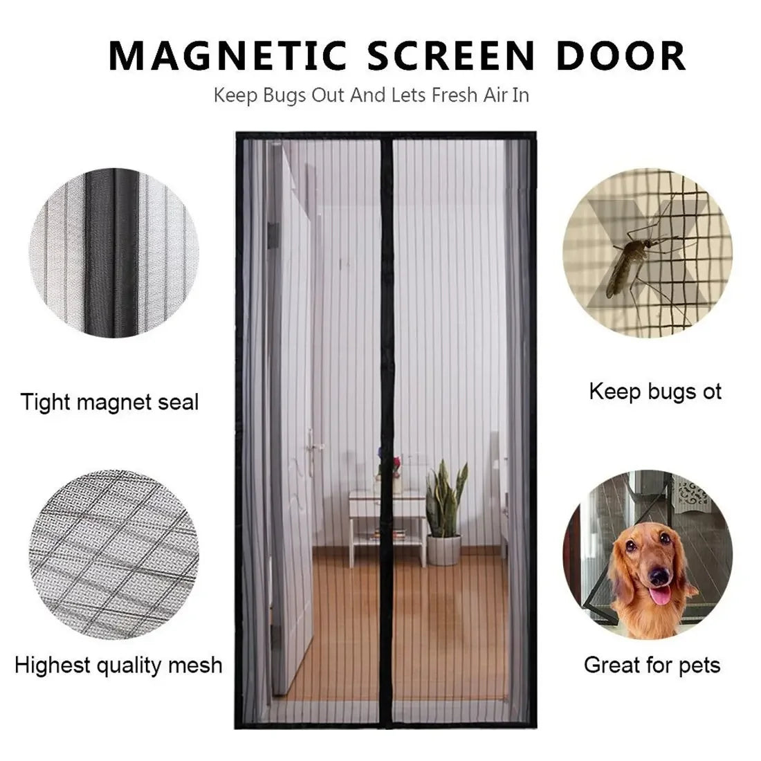 Fencing: Magnetic Mosquito Net Door Screen 120x210cm