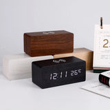 Clocks: Modern Wooden LED Desk Clock with Qi Charger