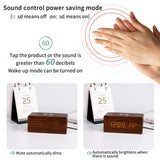 Clocks: Modern Wooden LED Desk Clock with Qi Charger