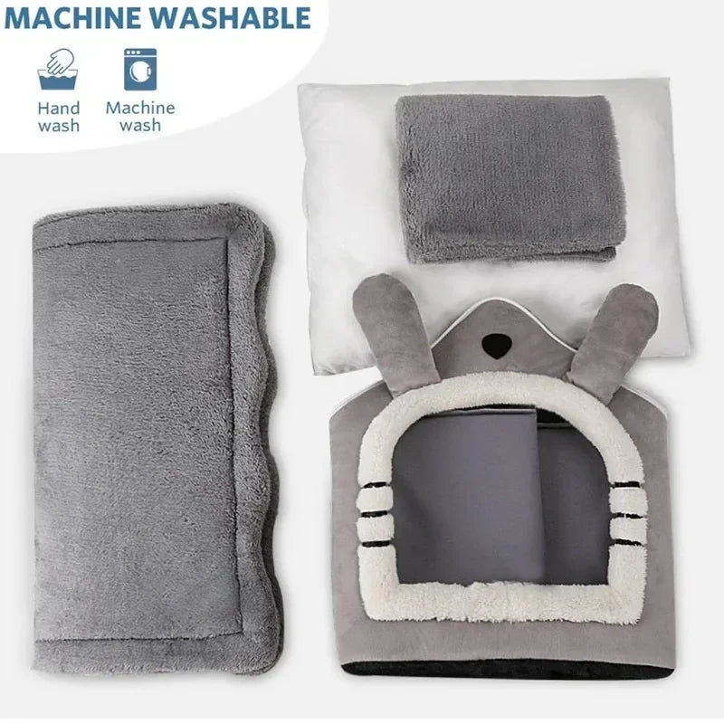 Soft Indoor Dog House & Bed - Washable Grey
