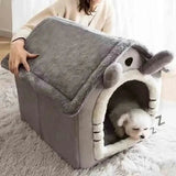 Cat Furniture: Soft Indoor Dog House & Bed - Washable Grey