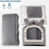 Cat Furniture: Soft Indoor Dog House & Bed, Washable Grey