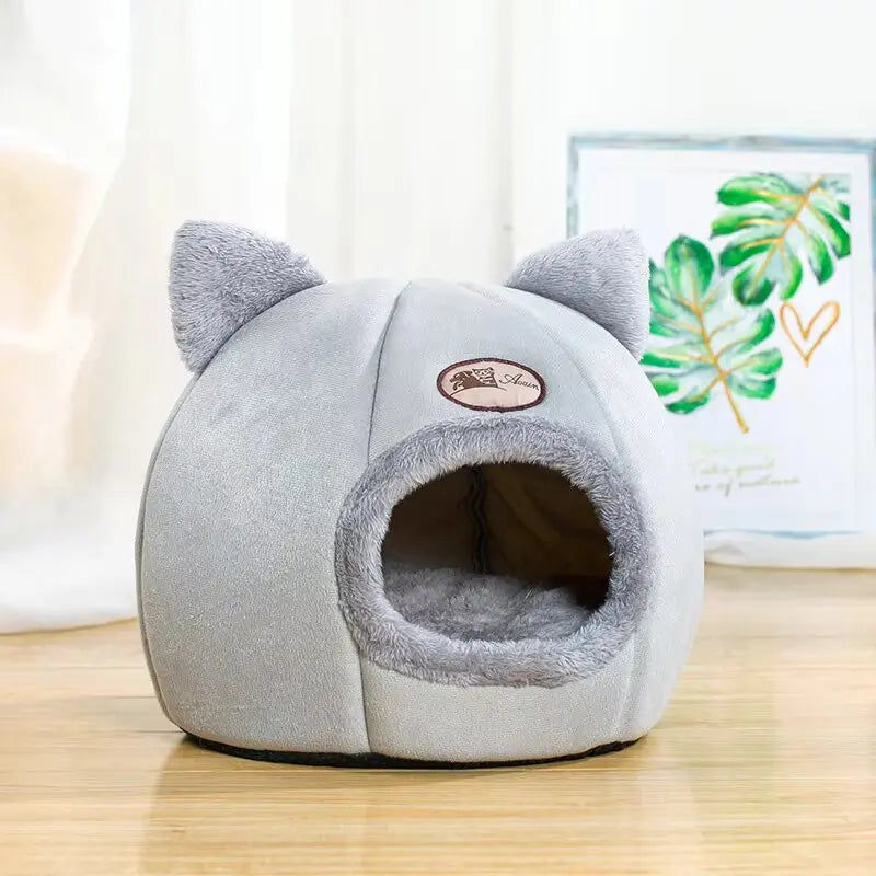 Dog Beds: 2024 Cat House Bed Soft Washable Grey XL 39x39x40cm