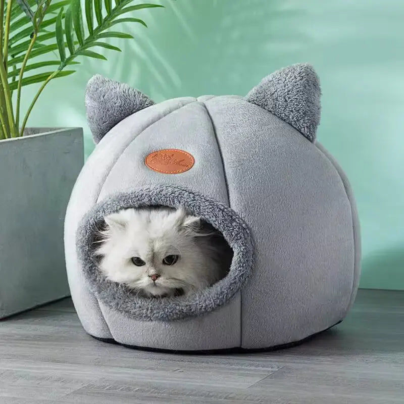 Dog Beds: 2024 Cat House Bed Soft Washable Grey XL 39x39x40cm