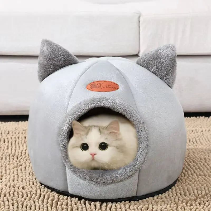 Dog Beds: 2024 Cat House Bed Soft Washable Grey XL 39x39x40cm