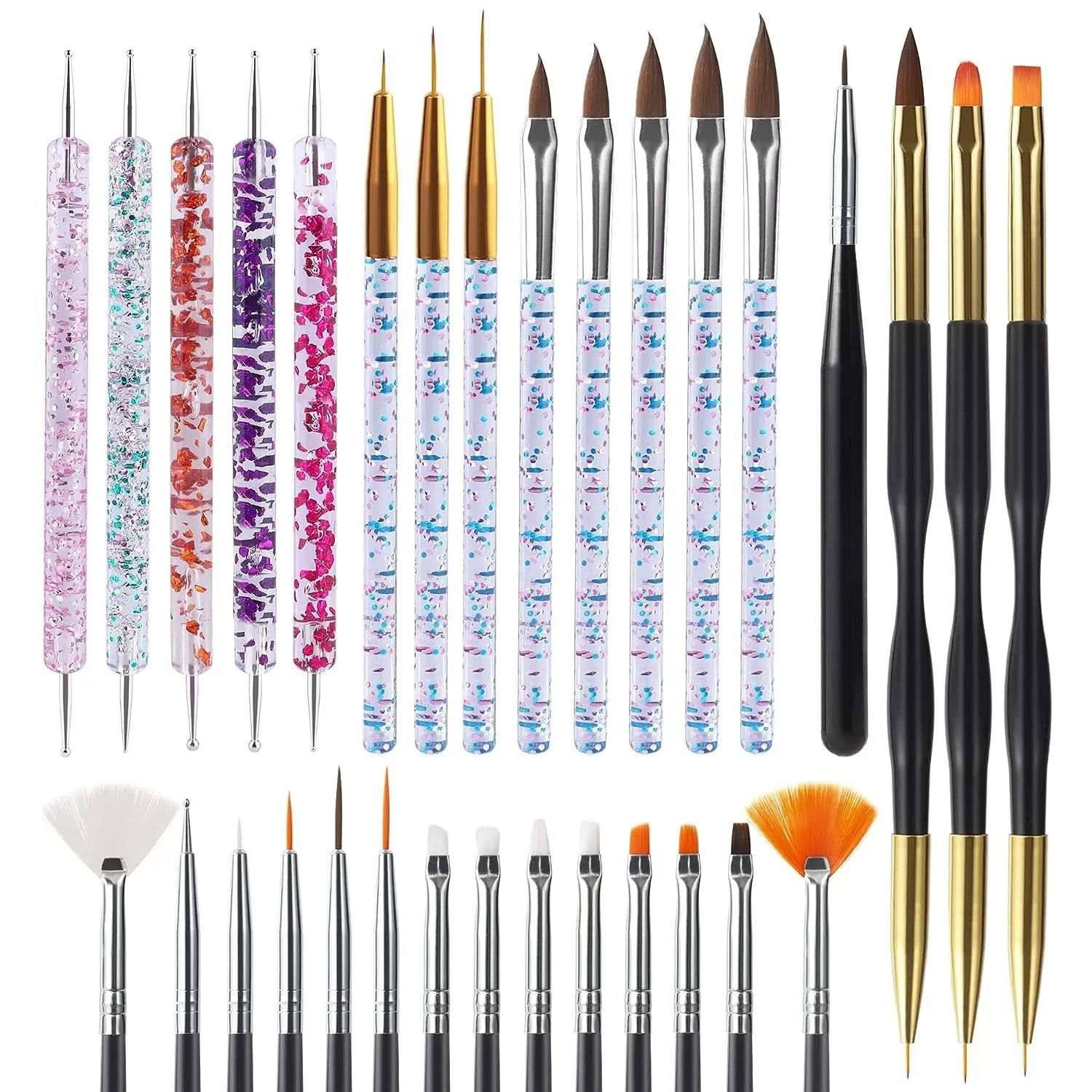 Hand Tools: 31Pcs Nail Art Brushes and Dotting Tools