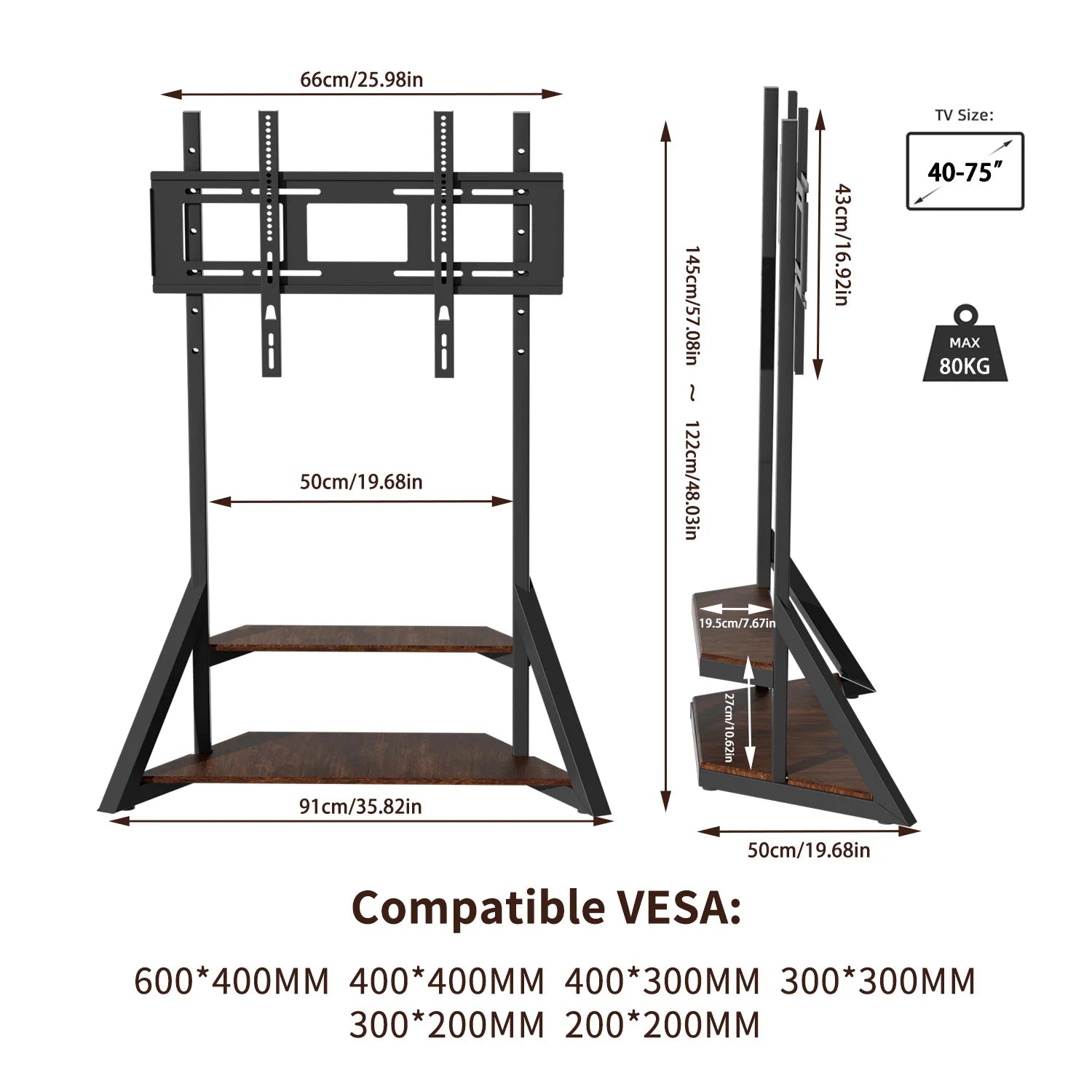 TVs & Accessories: Adjustable Floor TV Stand for 40-75" LCD LED