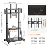 Adjustable Heavy Duty Mobile TV Cart Stand