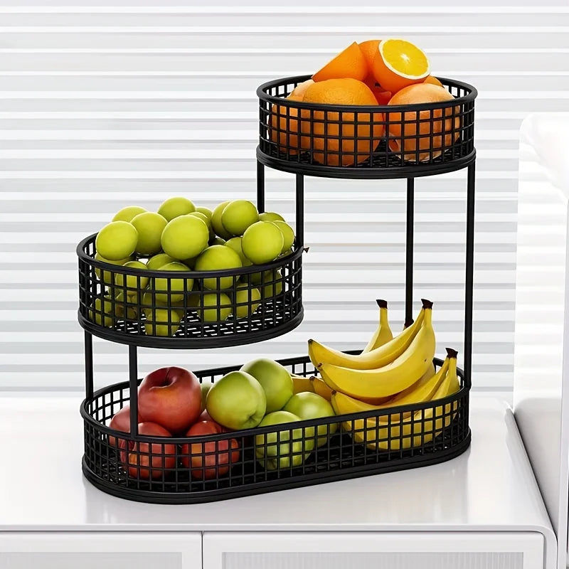 Food Storage: Black Stainless Steel Fruit Basket Storage