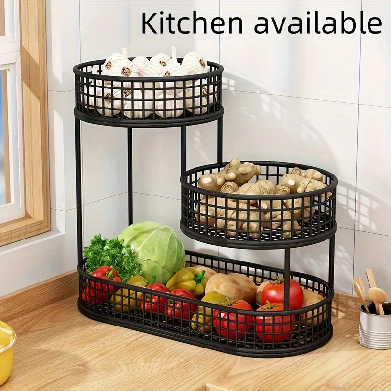 Food Storage: Black Stainless Steel Fruit Basket Storage