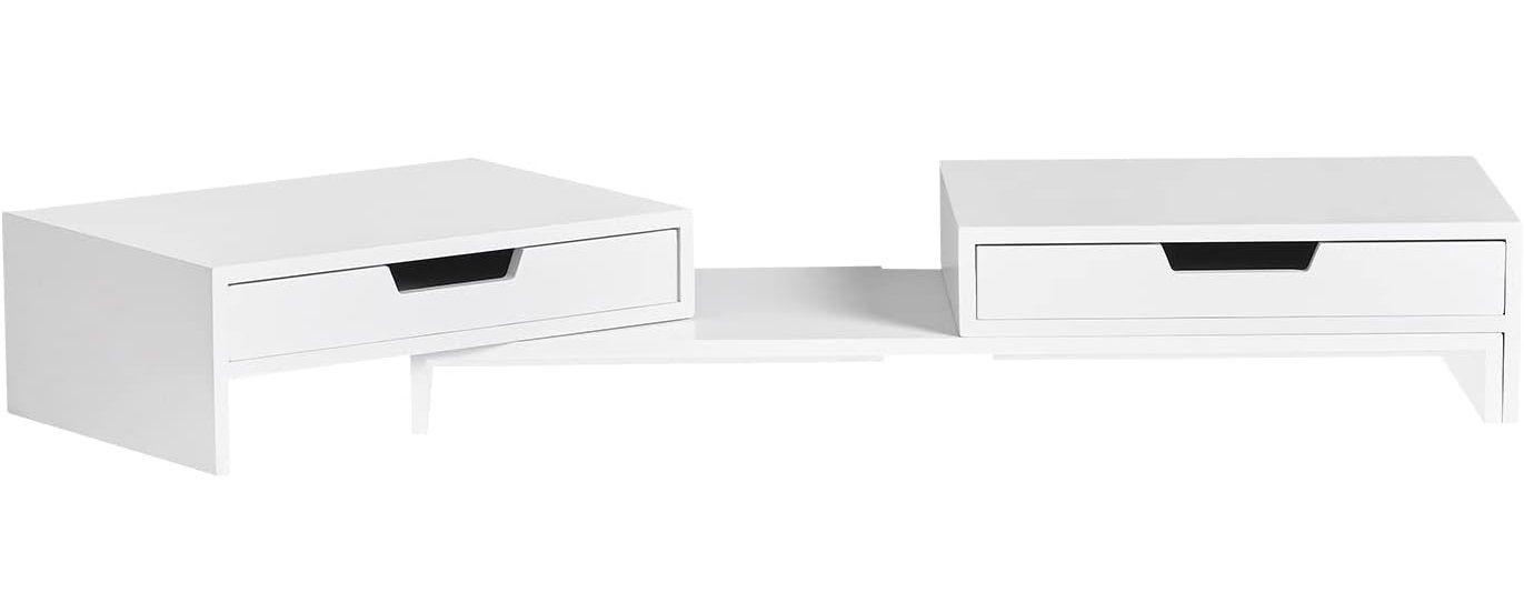 Computer Monitors & Accessories: White Monitor Stand with Drawers