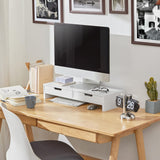 Computer Monitors & Accessories: White Monitor Stand with Drawers
