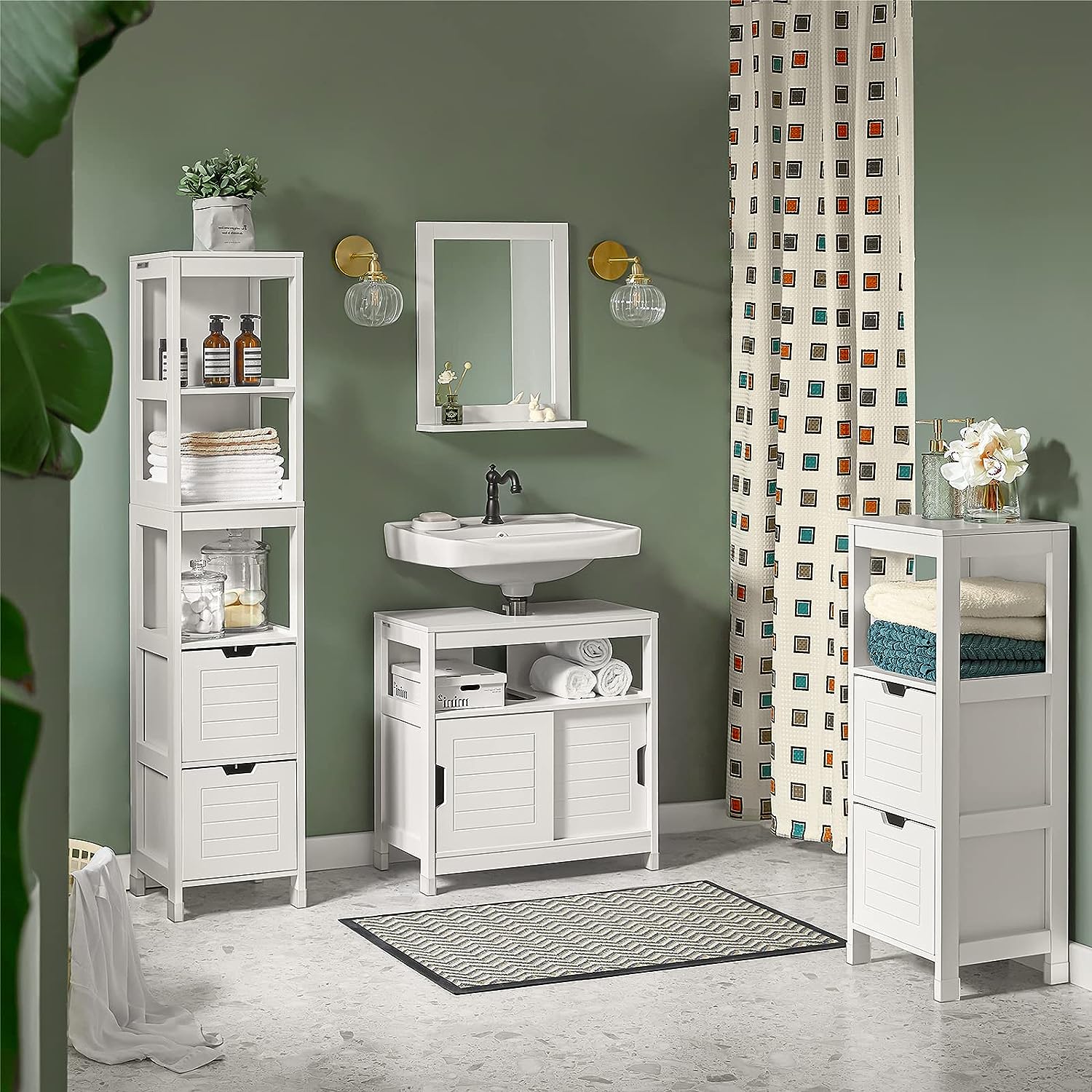 Bathroom Cabinets, Cupboards & Storage: Vanity Unit Bathroom Furniture, White