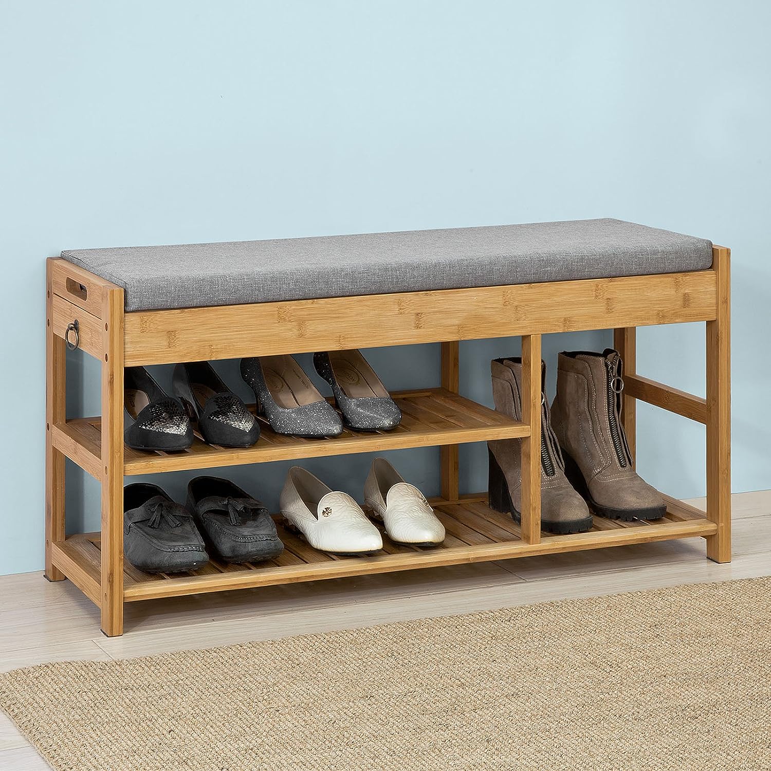 Shoe Storage: Bamboo Shoe Bench Drawers Lift Top